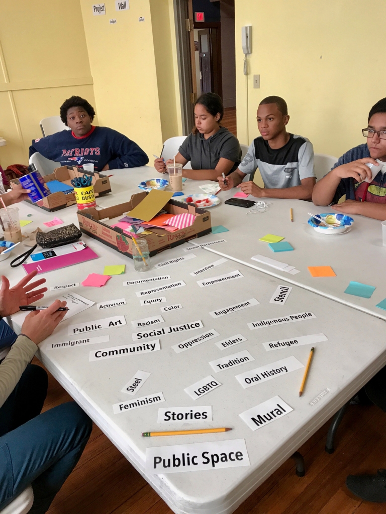 Brainstorming in project room at Southside Cultural Center, July 2017, photo by Anna Snyder