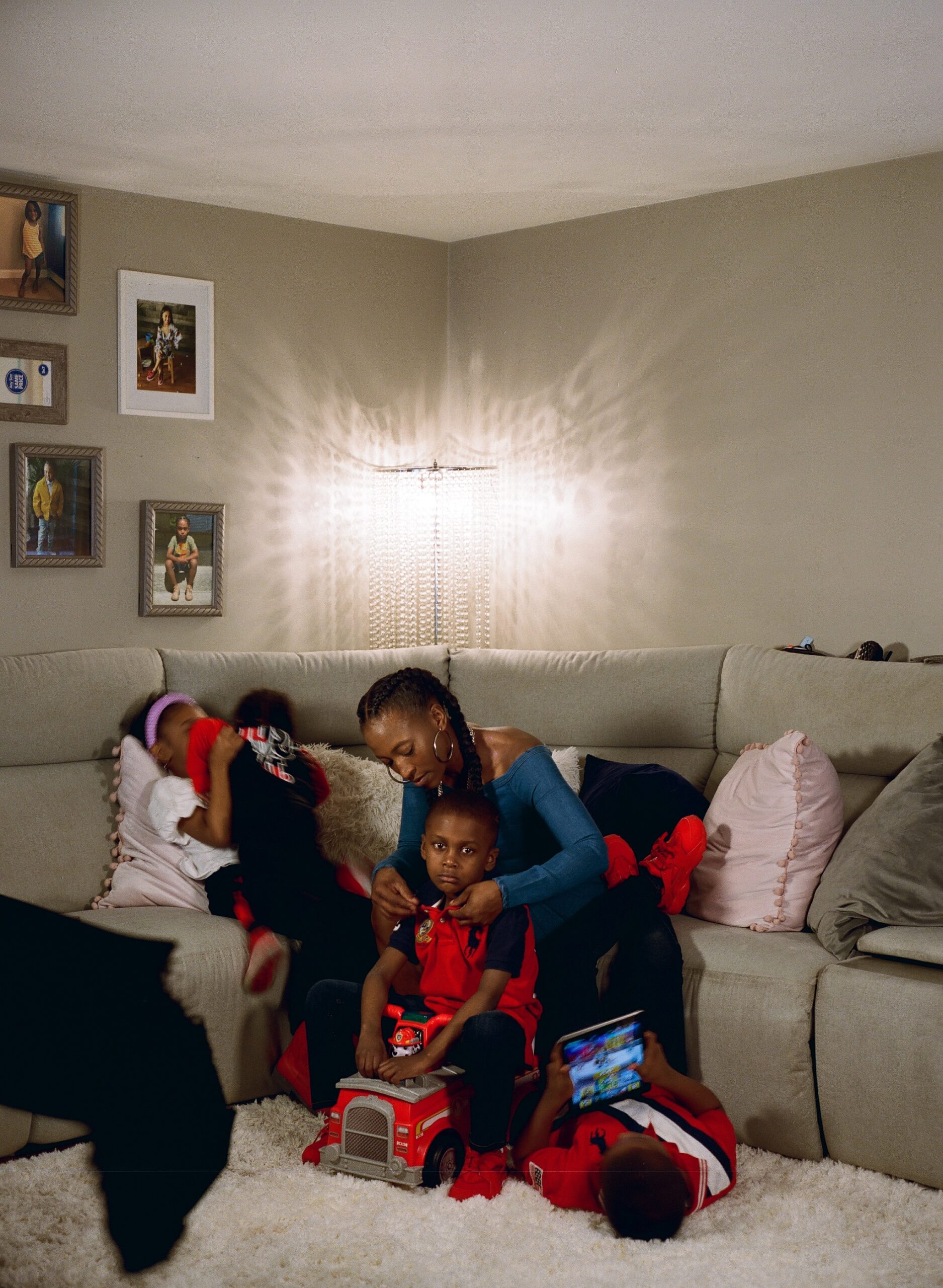 photo of a mother and children