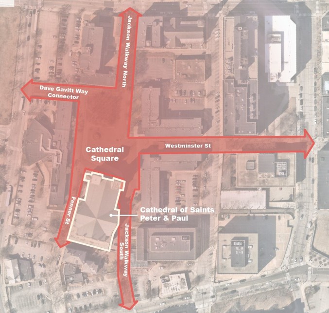 Map of Cathedral Square showing the project area